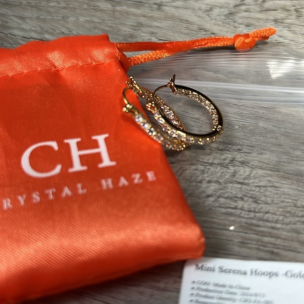 Crystal Haze Gold Mini Serena Hoops - Picture 5 of 12